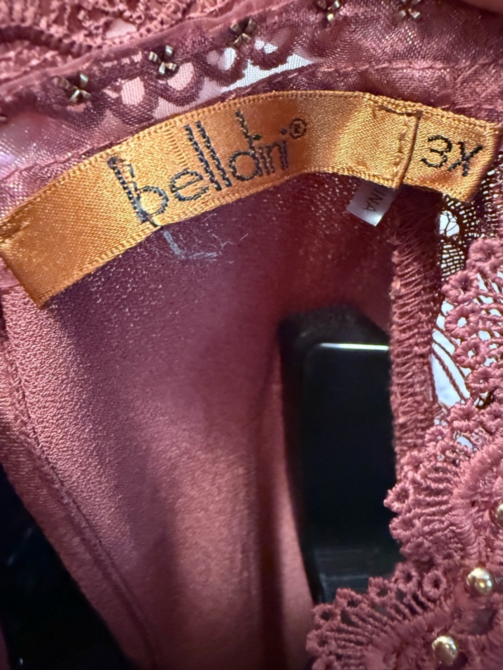 Belldini Lace Yoke Sleeveless Top - Mauve - Picture 8 of 9